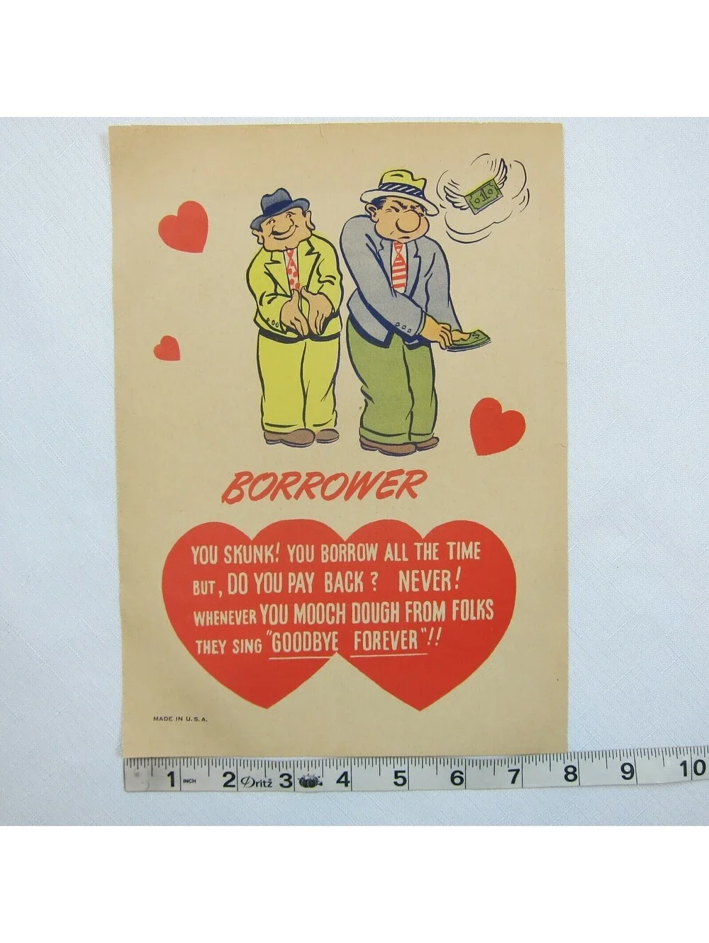 Vintage Vinegar Valentine Borrower Penny Dreadful Sarcasm Insult Poem Ephemera